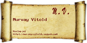 Murvay Vitold névjegykártya